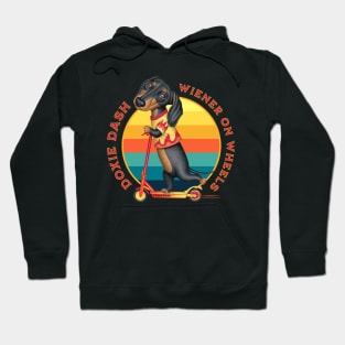 Cute Dachshund Doxie Dash Wiener on Wheels Hoodie